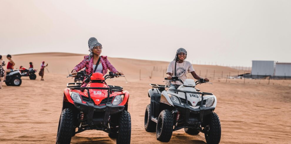 VIP Desert Safari experience with dune bashing, sandboarding, and quad bike adventure in Dubai desert.