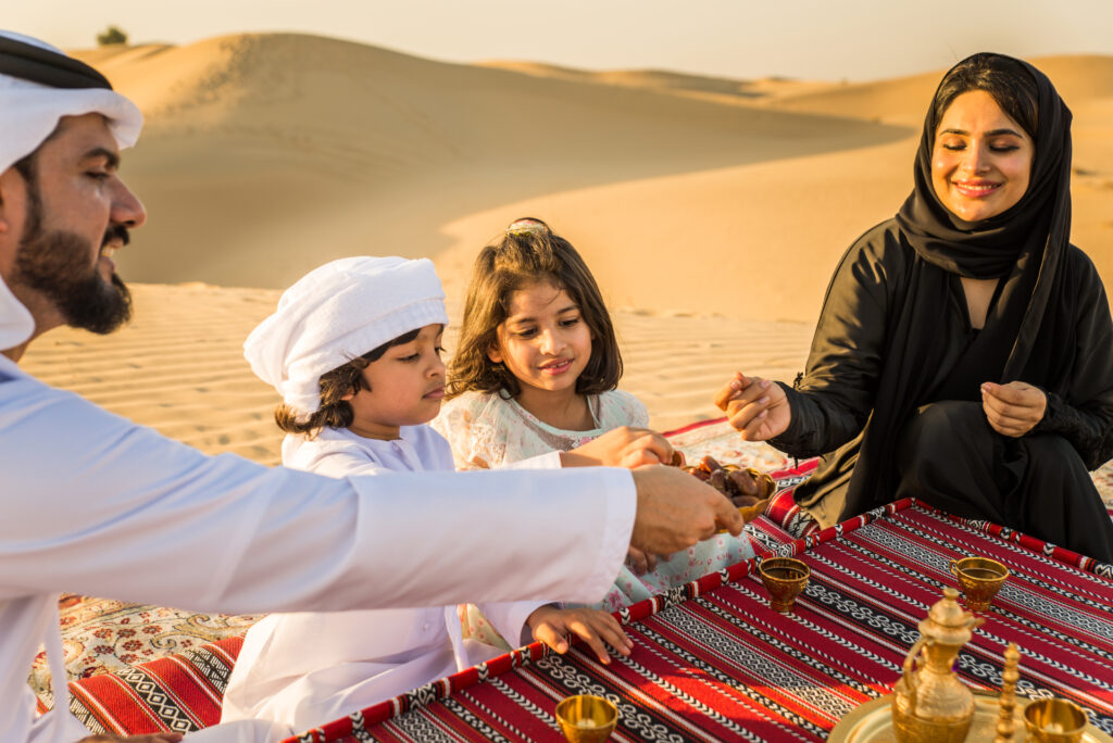 Arabian family in the desert