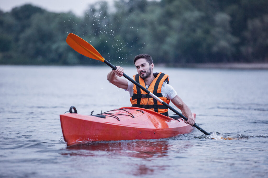 Man and kayak