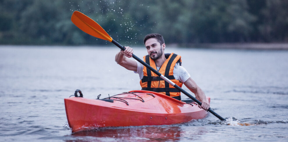 Man and kayak